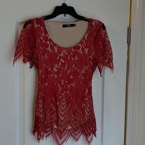 LAST CHANCE * BKE Red Lace Top